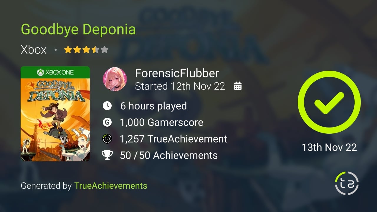 Goodbye Deponia achievement summary